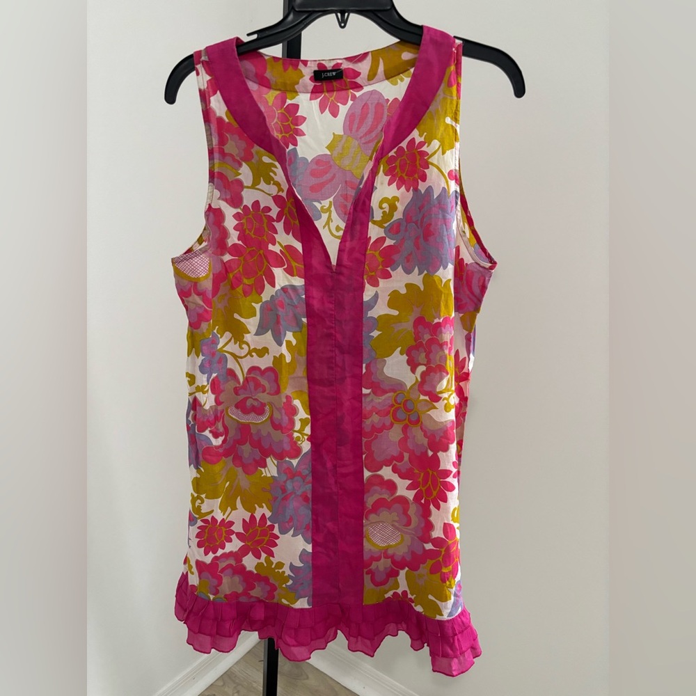 J. Crew Sleeveless Floral Tunic Hot Pink, Yellow & Lavender